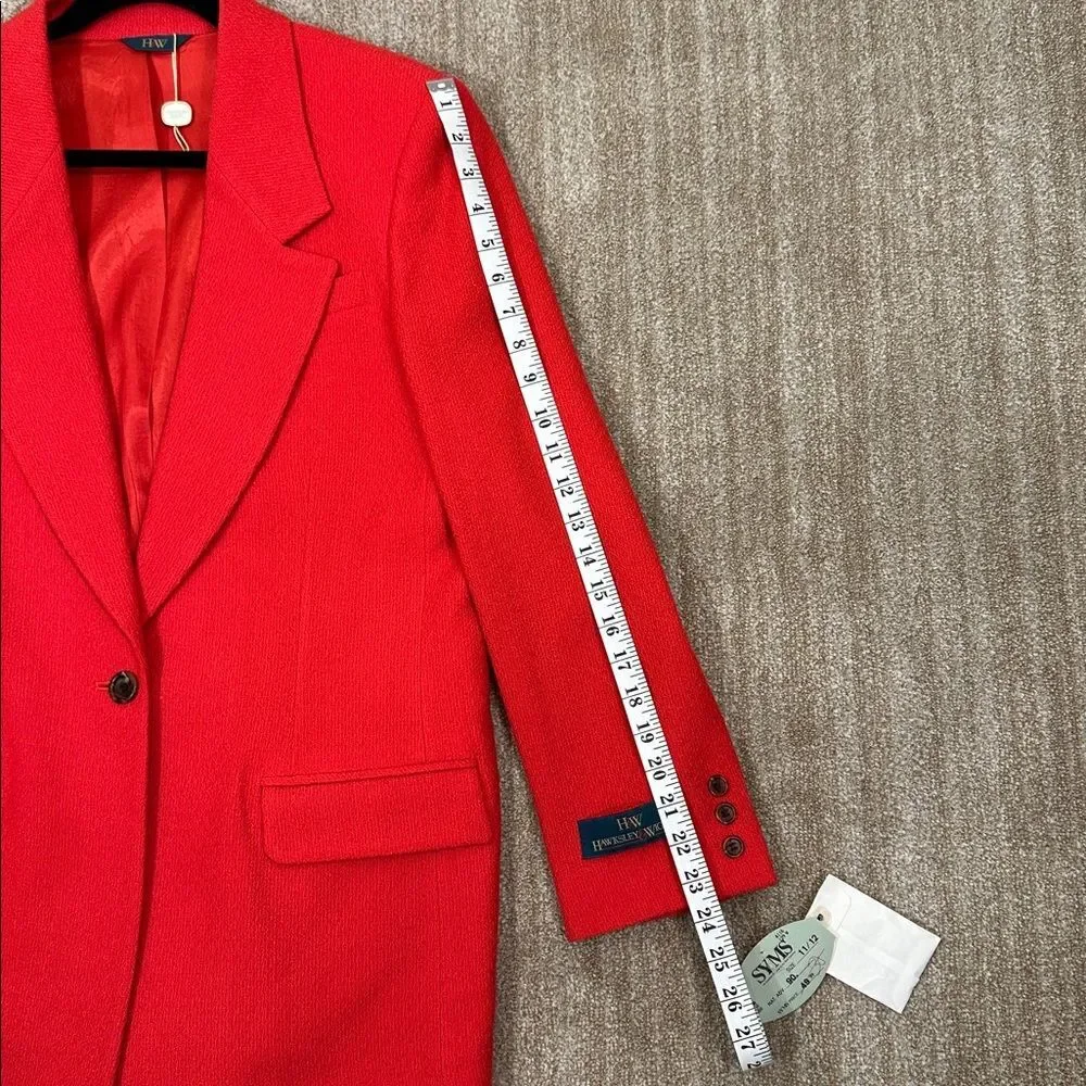 Hawksley & Wight NWT Vintage Deadstock Red Valentines Blazer Work Wool Women 12